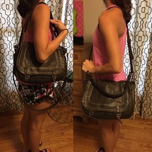 Frye messenger satchel in charcoal/brown